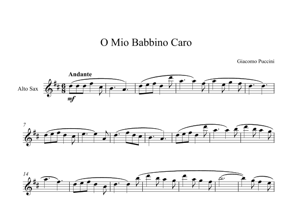 O Mio Babbino Caro - Giacomo Puccini (Alto Sax) (arr. Digital Book Music)