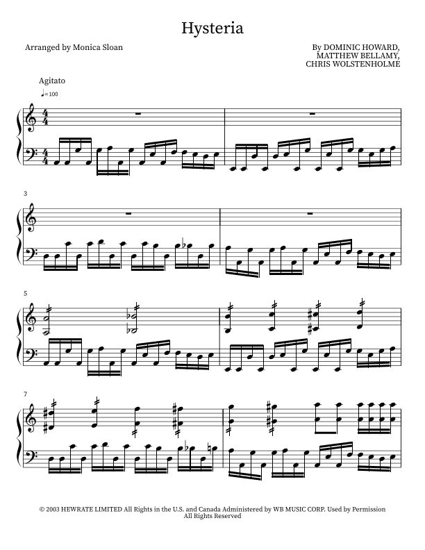 Hysteria (arr. M. Sloan)