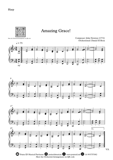 Amazing Grace How Sweet the sound - Easy Harp (arr. Daniel H Rosa)