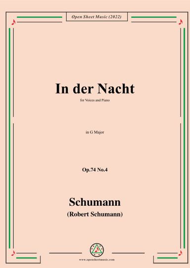 Schumann-In der Nacht,Op.74 No.4,in G Major (arr. OSM Press)