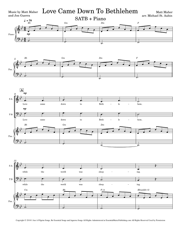 Love Came Down To Bethlehem (arr. Michael St. Aubin)