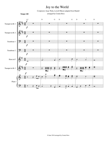 Joy to the World - 7 piece brass ensemble with piano (arr. Connie Boss)