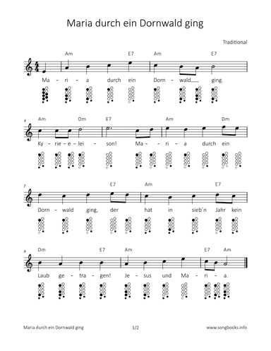 Maria durch ein Dornwald ging (arr. songbooks.info)