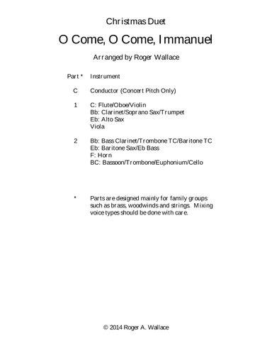 O Come, O Come, Immanuel (Emmanuel) - Mixed Duet (arr. Roger Wallace)