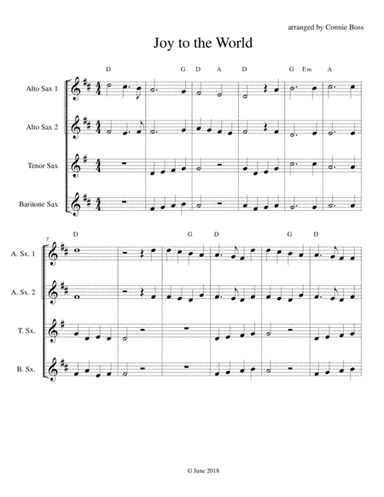 Joy to the World Saxophone Quartet (arr. Connie Boss)
