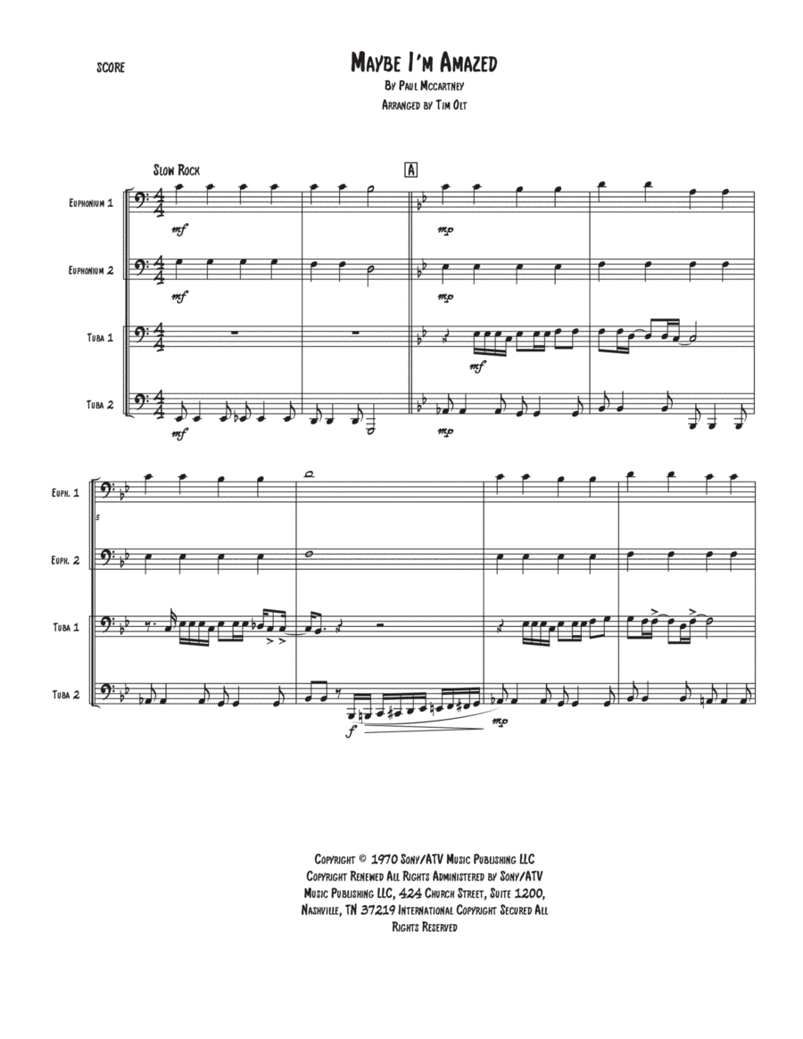 Maybe I'm Amazed (arr. Tim Olt)