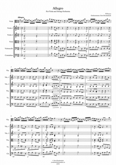 P.Fiocco "Allegro" For Viola and String Orchestra (arr. Seva Youdenitch)