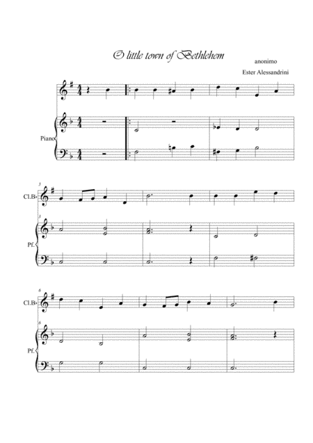 O little town in a Bethelem. Clarinet and piano (arr. Ester Alessandrini)