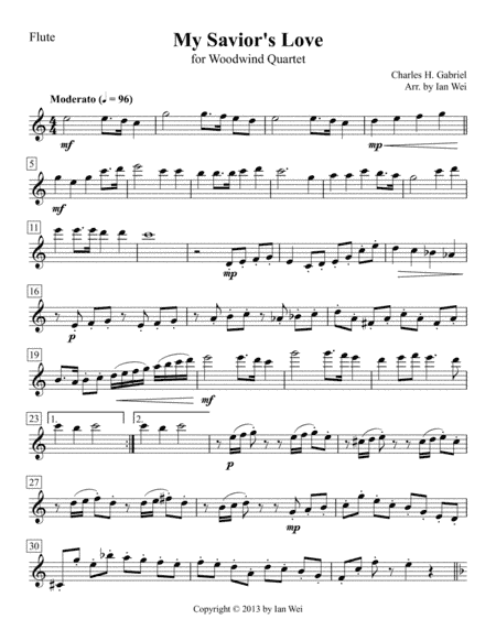 My Savior's Love for Woodwind Quartet (arr. Ian Wei)