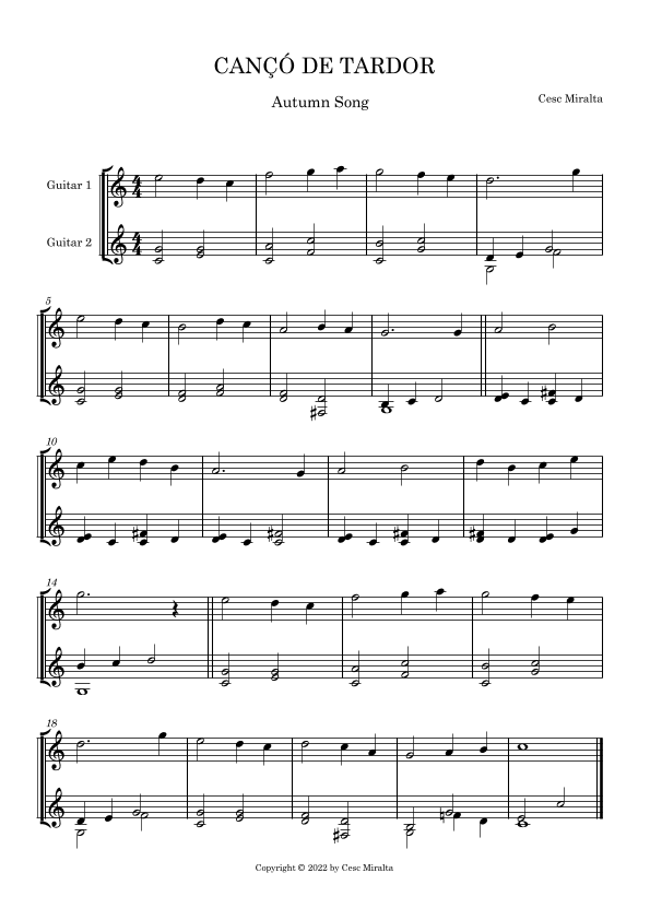 CANC¸O´ DE TARDOR Guit & Guit