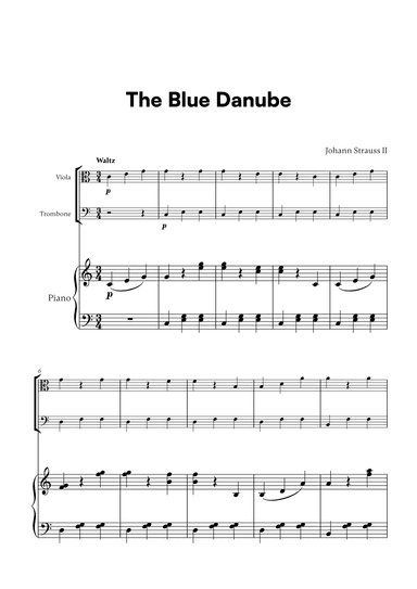 Johann Strauss II - The Blue Danube for Viola, Trombone and Piano (arr. Cadenza Editions)