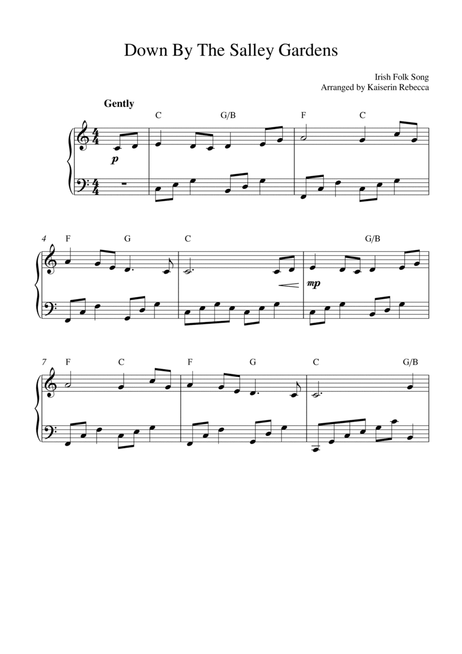 Down By The Salley Gardens (for piano solo) (arr. Kaiserin Rebecca)