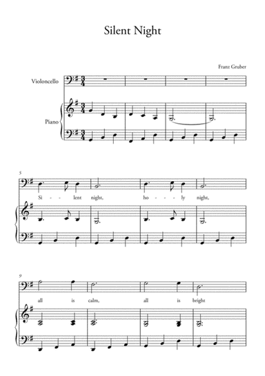 Silent Night for Piano and Violoncello – easy (arr. Ahiva Editions)