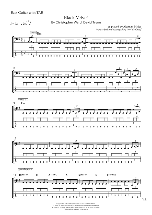 Black Velvet (arr. Joeri de Graaf)
