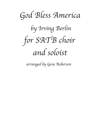 God Bless America (arr. Gene Roberson)
