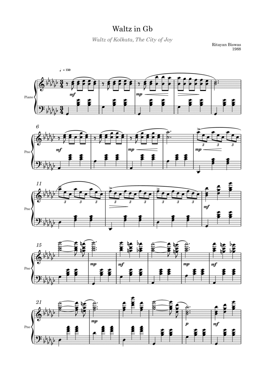 Waltz of Kolkata, The City of Joy (Waltz in G flat major)