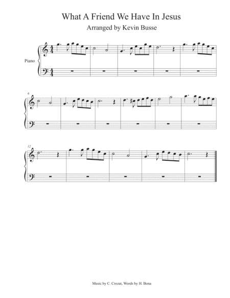 What A Friend We Have In Jesus - Piano (arr. Kevin Busse)