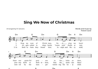 Sing We Now of Christmas (Key of D Minor) (arr. R. Salvario)