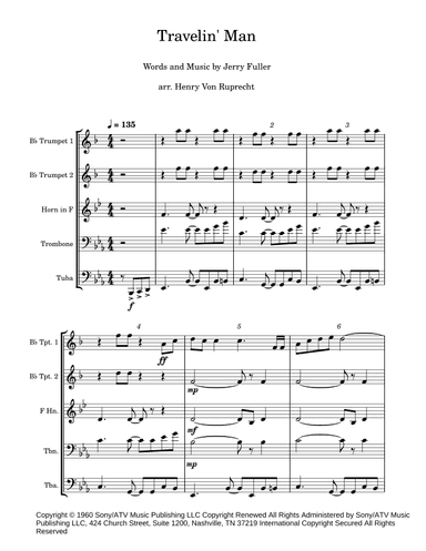 Travelin' Man (arr. Henry Von Ruprecht)