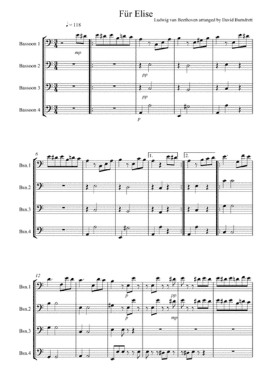 Fur Elise for Bassoon Quartet (arr. David Burndrett)