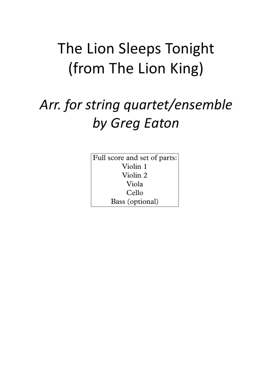 The Lion Sleeps Tonight (arr. Greg Eaton)
