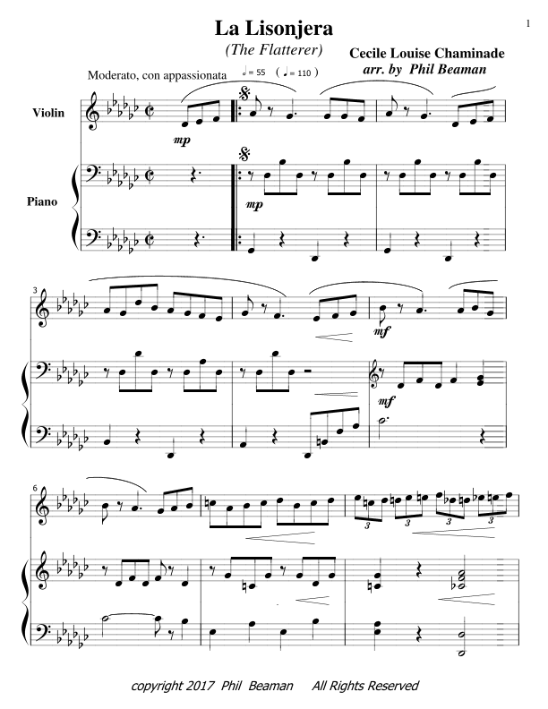 La Lisonjera - Violin-Piano (arr. Phil Beaman)