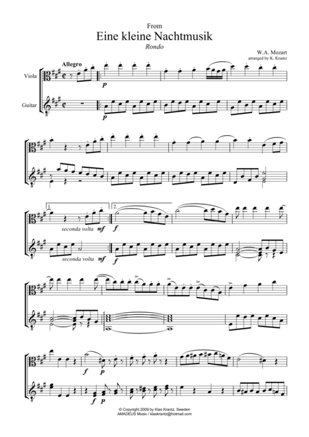 Rondo and Romance (abridged) for viola and easy guitar (arr. Amadeus Music)