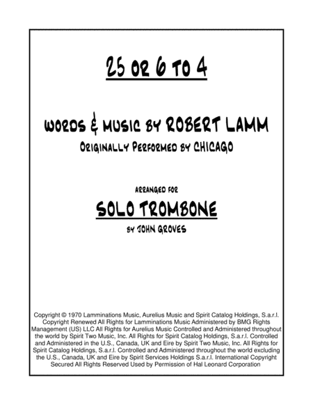 25 Or 6 To 4 (arr. John Groves)