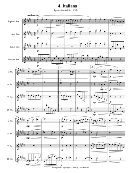 IV. Italiana from Ancient Aries and Dances, Suite No. 1 (arr. Gary Bricault)
