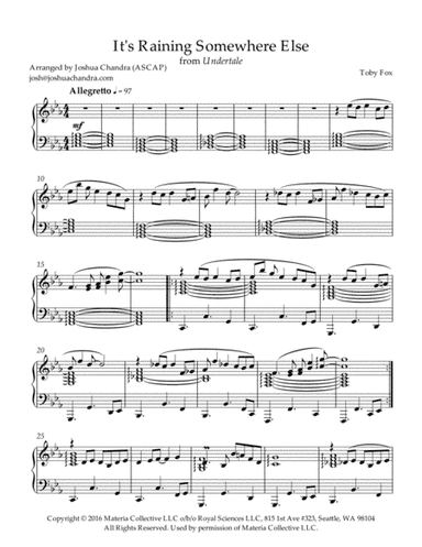 It's Raining Somewhere Else (arr. Joshua Chandra)