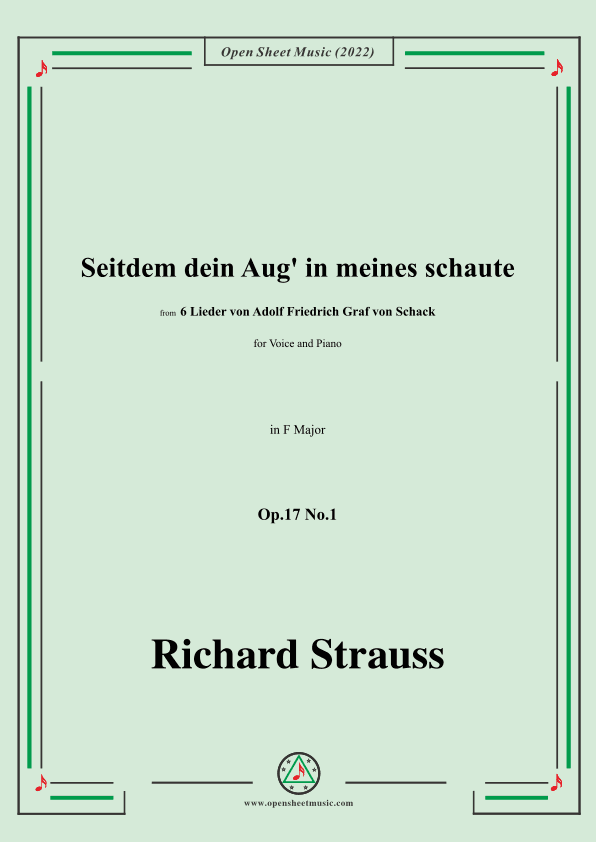 Richard Strauss-Seitdem dein Aug' in meines schaute,in F Major (arr. OSM Press)