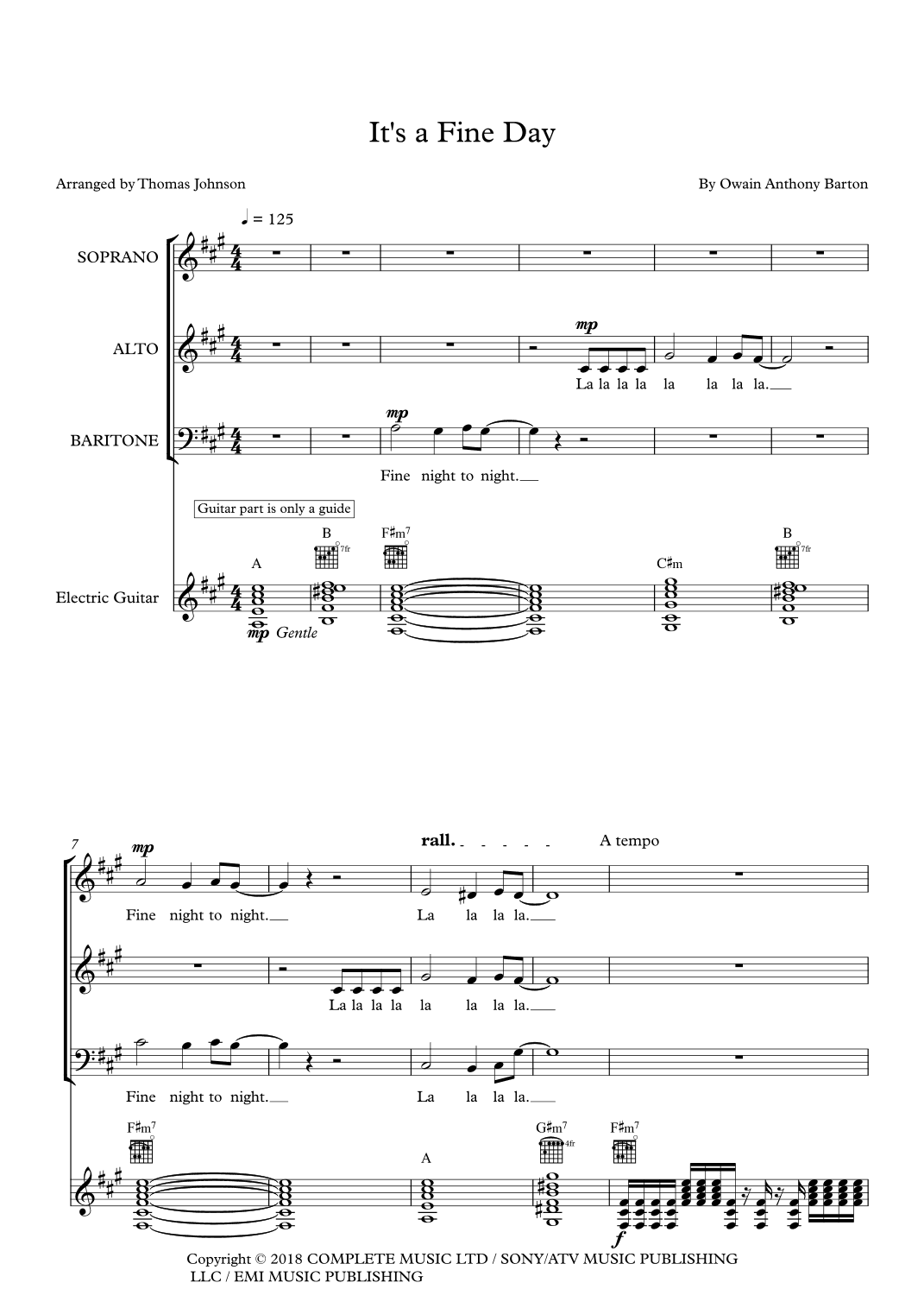 It's A Fine Day (arr. Thomas Johnson)