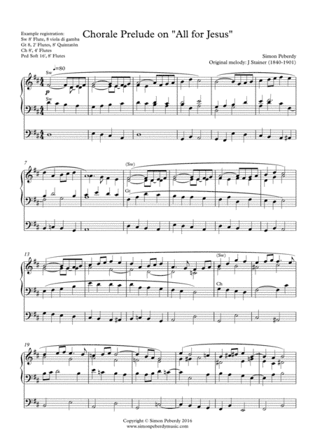 Organ Chorale Prelude on "All for Jesus" by Simon Peberdy (original melody J. Stainer)