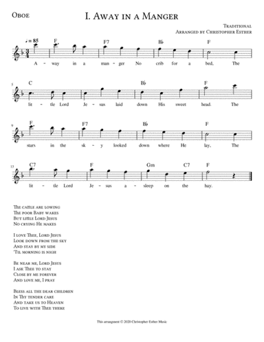 Away in a Manger for Oboe (arr. Christopher Esther)