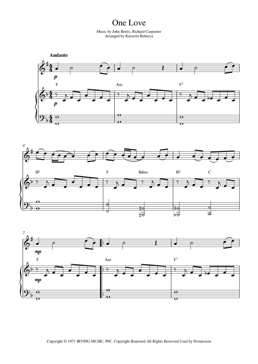 One Love (arr. Kaiserin Rebecca)