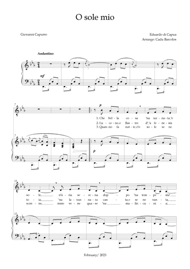 O Sole Mio (Eduardo di Capua) - Eb Major (arr. Cadu Barcelos)