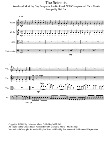 The Scientist (arr. Gail Ford)