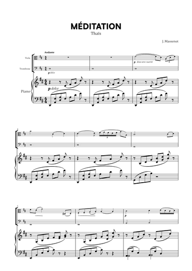 Jules Massenet - Thai¨s Meditation (for Viola, Trombone and Piano) (arr. Cadenza Editions)