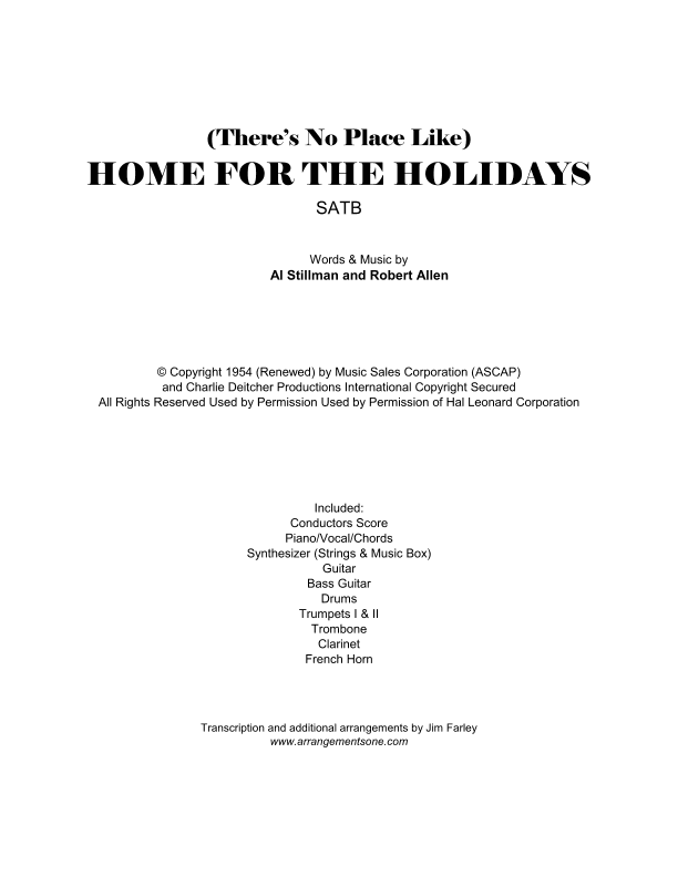 (There's No Place Like) Home For The Holidays (arr. Jim Farley www.arrangementsone.com)