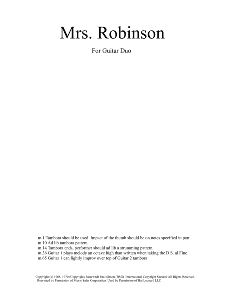 Mrs. Robinson (arr. Greg Hays)