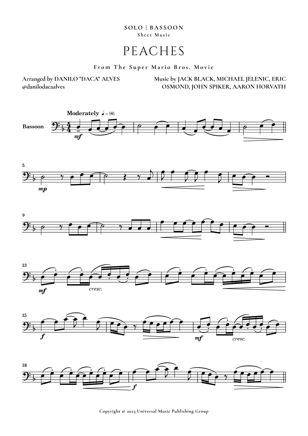 Peaches (arr. Danilo "Daca" Alves)