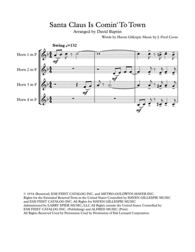 Santa Claus Is Comin' To Town (arr. David Baptist)