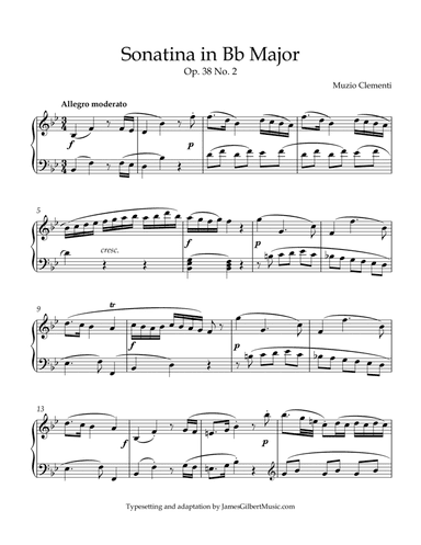 Sonatina Opus 38, Number 2 (arr. James Gilbert Music)