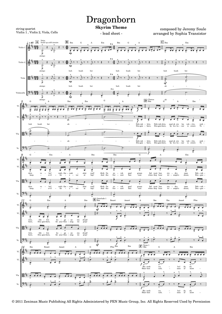 Dragonborn (skyrim Theme) (arr. Sophia Transistor)