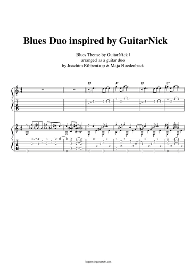 Fingerstyle Blues Duo inspired by GuitarNick | Guitar Tab (arr. Maja Roedenbeck, Joachim Ribbentrop)