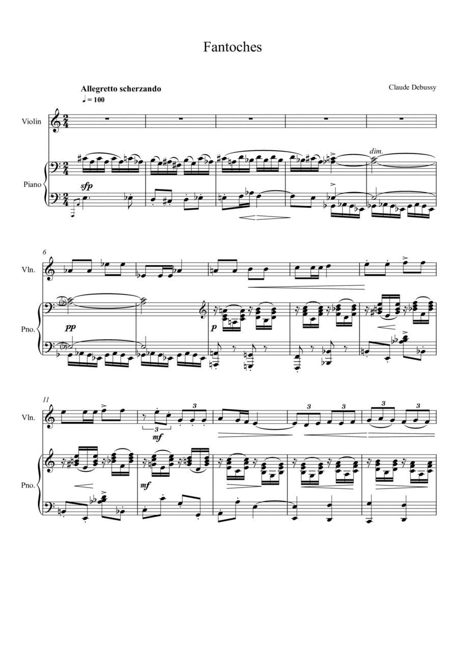 Claude Debussy - Fantoches (Violin Solo) (arr. André Laitano)