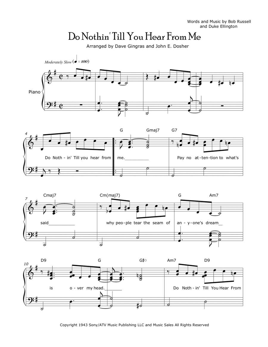 Do Nothin' Till You Hear From Me (arr. Dave Gingras, John E. Dosher)