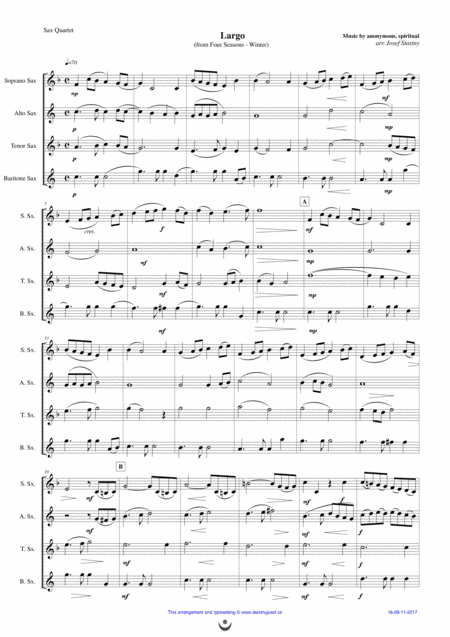 Four Seasons - Winter (Largo) (arr. Josef STASTNY)