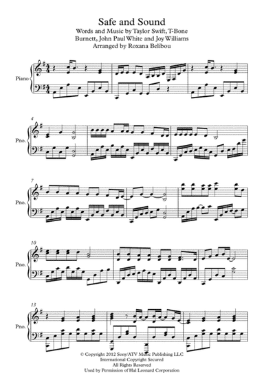 Safe And Sound (arr. Roxana Belibou)