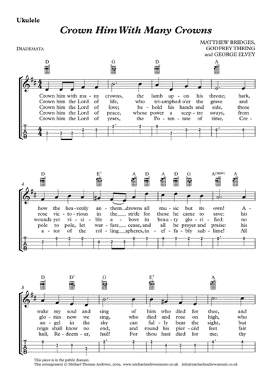 Crown Him with Many Crowns (for Ukulele with TAB) (arr. Michael Thomas Andrews)